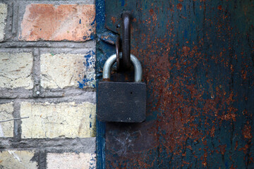 metal lock on the old door