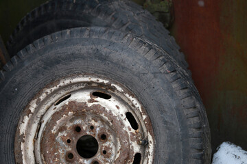 Fototapeta na wymiar old worn out car tires