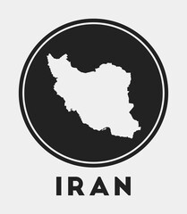 Obraz premium Iran icon. Round logo with country map and title. Stylish Iran badge with map. Vector illustration.