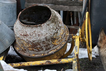 old rusty concrete mixer