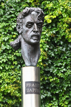 VILNIUS, LITHUANIA - JULY 13, 2017: Statue of Frank Zappa, an American musician, activist and filmmaker. 