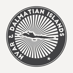 Obraz premium Hvar & Dalmatian Islands round logo. Vintage travel badge with the circular name and map of island, vector illustration.
