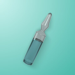Ampoule with medical drug. Glass realistic bottle with medicament. Vector illustration