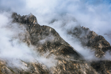 Cloudy mountains in the early morning