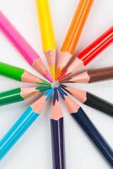 Fototapeta premium Colourful pencils on white background