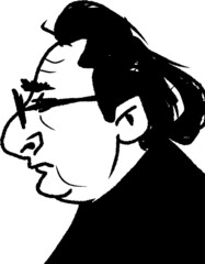 vector illustration of serious man in glasses in profile
