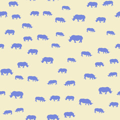 Seamless vector pattern with African Rhinos