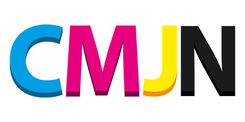 CMJN Lettres colorées. Print concept design illustration.