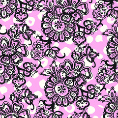 Floral seamless pattern. Hand drawn. For textile, wallpapers, print, wrapping paper. Vector stock illustration.