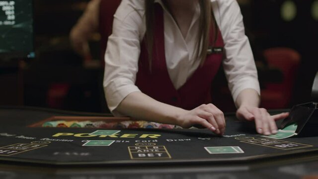 Croupier gambling table in casino