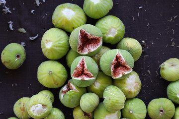 Fresh green figs on bazaar counter