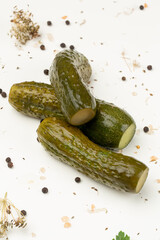Pickled cucumber on white background