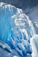 Frozen mountain waterfall in Kazakhstan