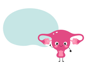 Cute uterus with blue bubble chat