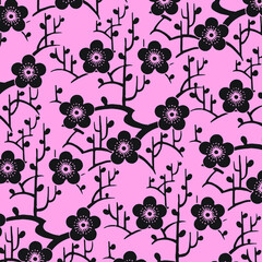 Floral seamless pattern. Hand drawn. For textile, wallpapers, print, wrapping paper. Vector stock illustration.