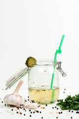 Pickled cucumber on white background