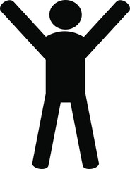 Man boy person with his hands up black silhouette sigh vector icon