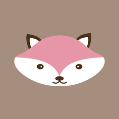 Fox Face Simple Image. Little Fox Face Picture For Kids Room Decoration Or Decor. Fox Simple Sticker, Logo Or Icon.