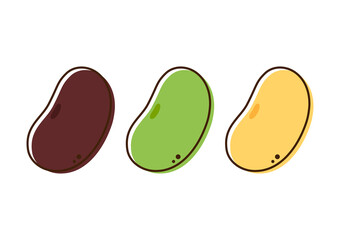 Mung bean, Kidney bean and Soy bean on white background. Bean logo design.