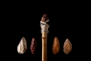 stone age quartzite spearhead. From the Paleolithic period. Of the Acheulean culture and whose function was to throw it against the enemy or on the hunt