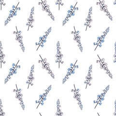 Pattern wirh flowers. Hand drawn. Lead pencil. Delphinium.