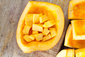 Sliced orange pumpkin