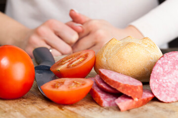 woman is prepared at home