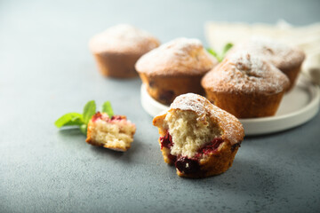 Traditional homemade muffins with berries