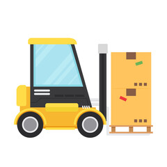 Forklift cartoon vector. free space for text. wallpaper. copy space. box vector.