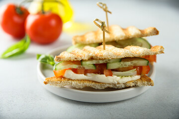 Grilled sandwich with tomato and cucumber