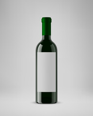 Isolated wine bottle with vertical label. 3D illustration. Vector.