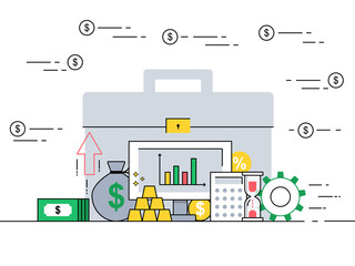 Investment portfolio in flat style. Financial concept. Vector illustration.