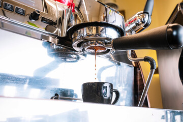 Espresso machine working in the coffee shop