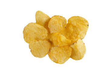 Potato chips isolated on a white background. junk food