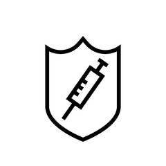 Shield icon. Shield with vaccine