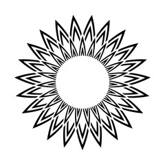 Abstract decorative geometric circle design element.