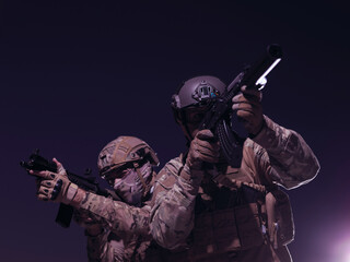 soldiers squad in night mission