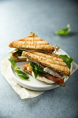 Chicken sandwich with tomato and cheese