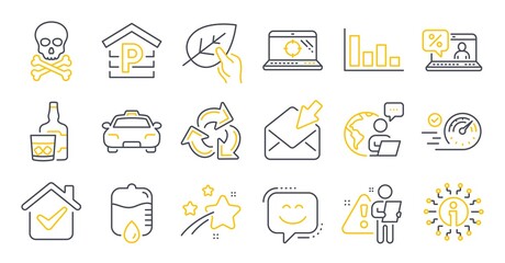 Set of Business icons, such as Taxi, Smile face, Chemical hazard symbols. Vector