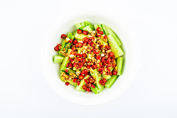 A plate of hot and sour cucumber strips