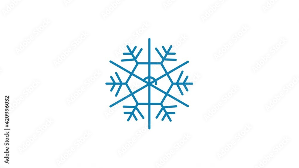 Wall mural snowflake self drawing animation with alpha channel luma matte for your design. blue.