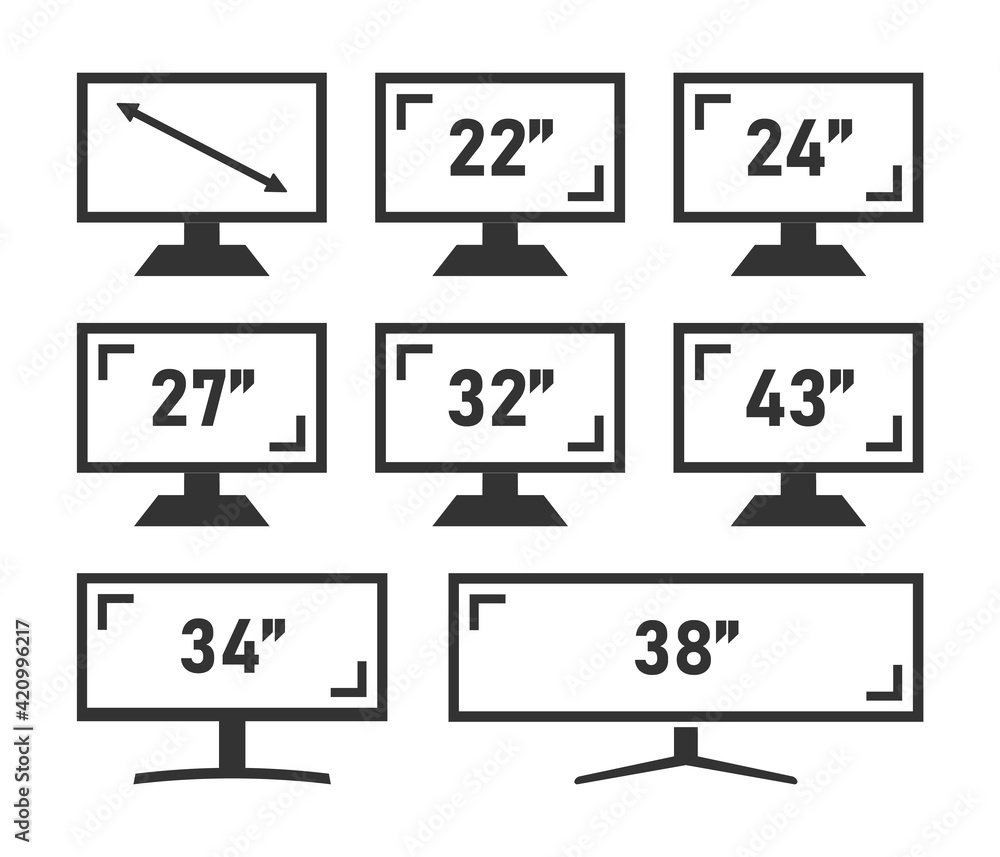 Poster diagonal screen size in inches, display different diagonal sizes