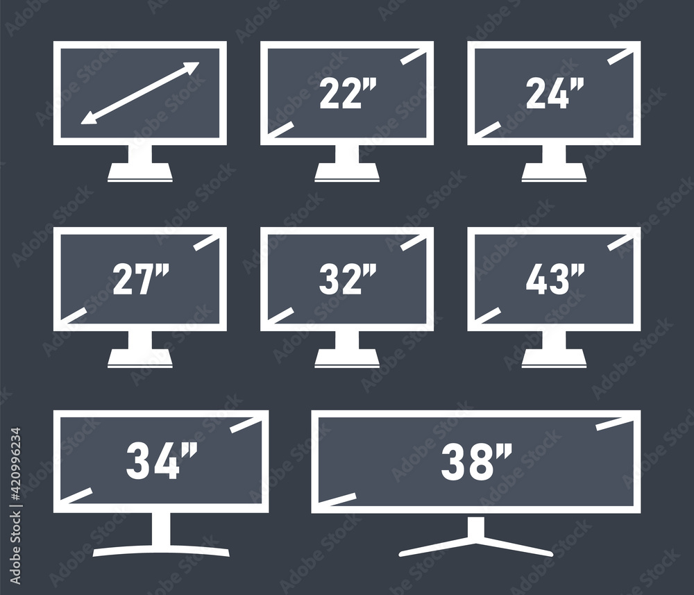 Poster screen display set of different diagonal sizes