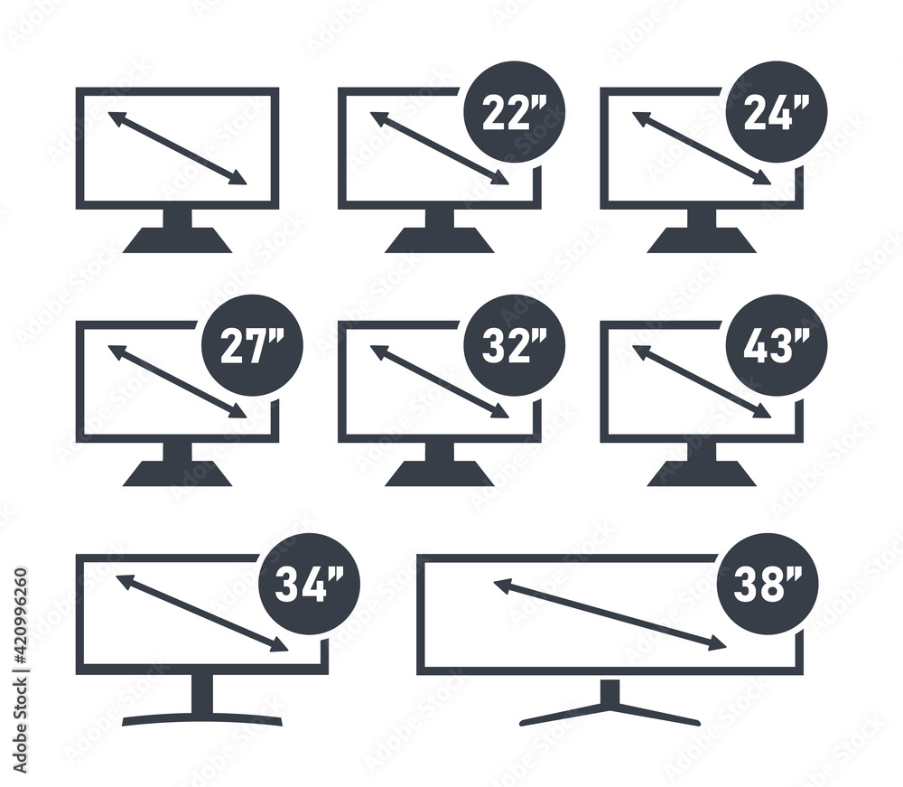 Poster screen display set of different diagonal sizes