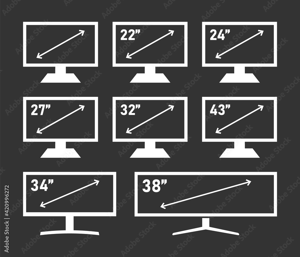 Poster diagonal screen size in inches, display different diagonal sizes