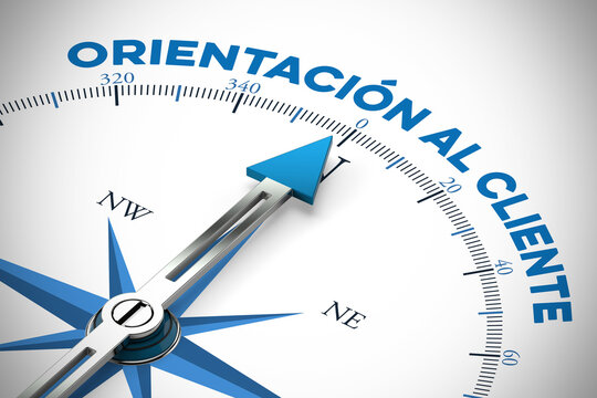 Spanish slogan "Orientación al cliente" (Kundenorientierung)