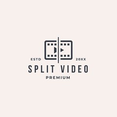 Split, trim, cut and crop video editing logo