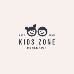 Kids zone logo playing outdoor for kids and children business