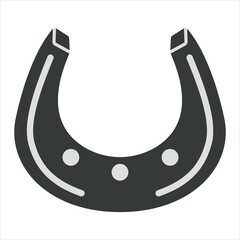 Vector graphics in flat style isolated on white background. Horse horseshoe minimalistic icon symbol of good luck and happiness, guardian from the evil eye illustration hand-drawn.