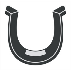 Vector graphics in flat style isolated on white background. Horse horseshoe minimalistic icon symbol of good luck and happiness, guardian from the evil eye illustration hand-drawn.